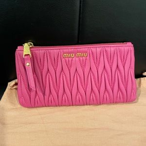 Miu Miu Matelassé leather zipper pouch